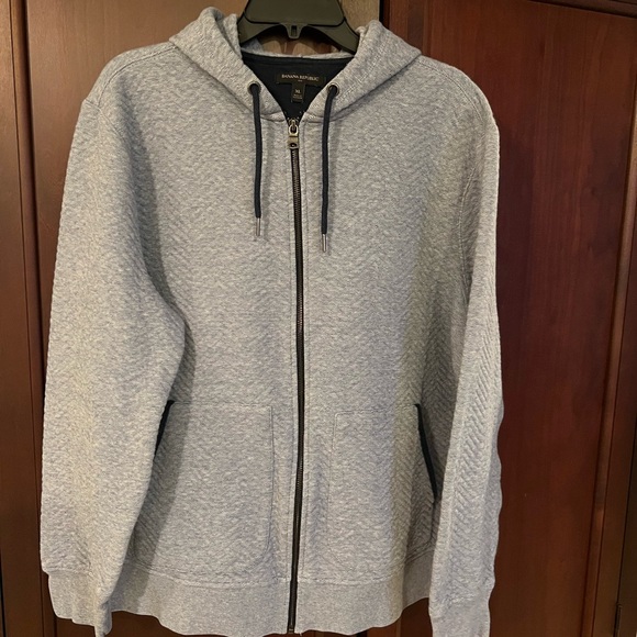 Banana Republic Men's Heather Gray Zip-Up Hoodie - Picture 1 of 4